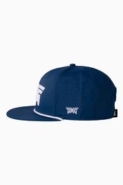 Men's 6-Panel High Crown Snapback Cap - Navy/White Logo - One Size Navy & White